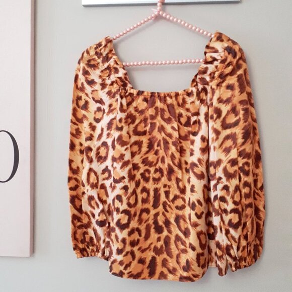 NWT Kate Spade panthera leopard print square neck cotton blouse top, XS - Picture 11 of 11